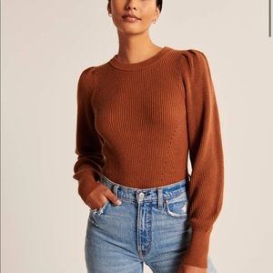 Puffed Sleeve Ribbed Sweater